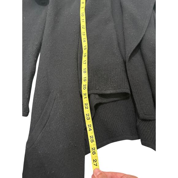 Margaret O'Leary 100% Cashmere Open Front Women's Cardigan Hoodie Black, size S - Picture 5 of 6